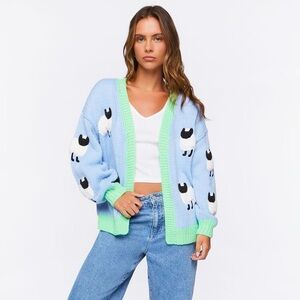 Knit Sheep Embroidered Cardigan Little Lamb Puff
